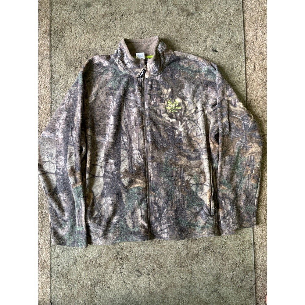 Realtree Xtra Camo Fleece Jacket Mens XL Full Zip Hunting Outerwear Green